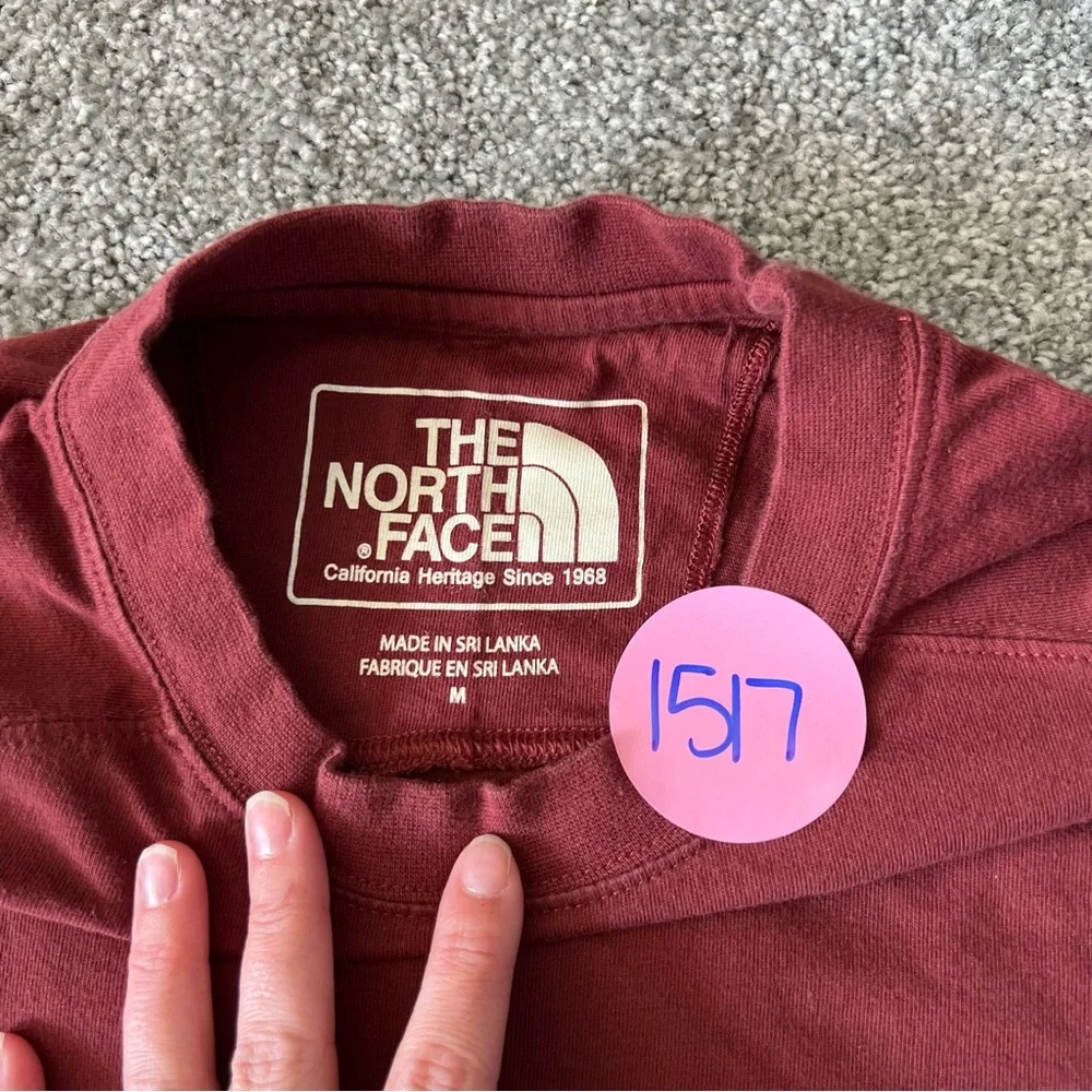 The north face shirt mens medium red maroon long sleeve casual‎ top outdoors